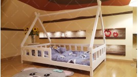 Kinder Bett Hausbett Tipi LILA 80 x 160cm